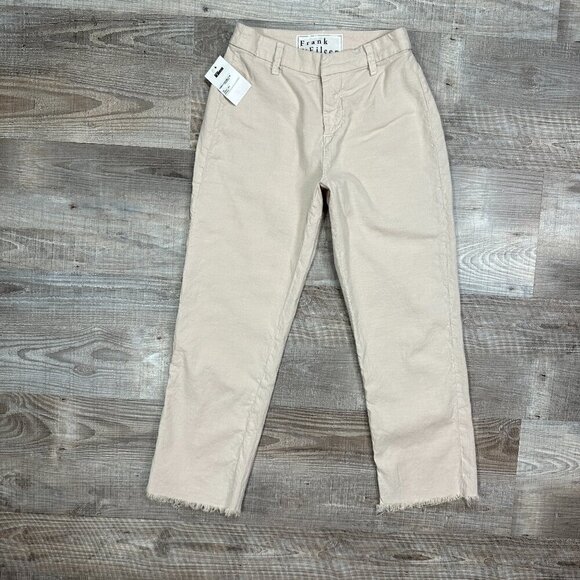 NWT Frank & Eileen Kinsale Blush Pink Cotton Blend Cropped Raw Hem Pants Sz 0 - Picture 4 of 14